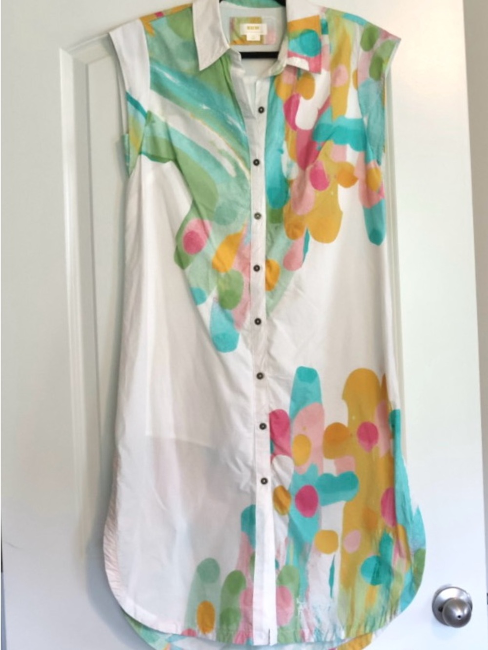 Maeve by Anthropologie Abstract Print Sleeveless Shirt Dress Size Small